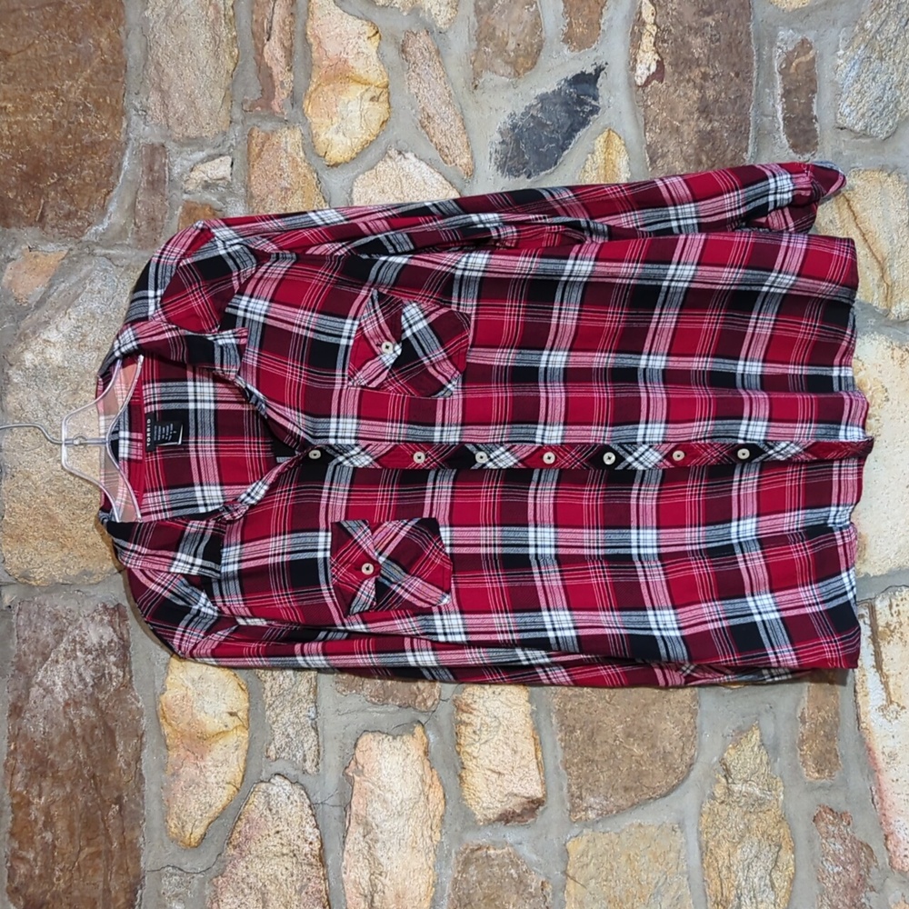 Torrid brushed rayon plaid button down shirt